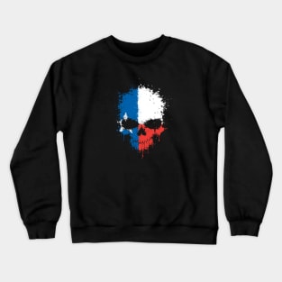 Chaotic Texas Flag Splatter Skull Crewneck Sweatshirt